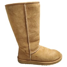 UGG Australia Classic Tall Suede Boots Womens Sz 8W Chestnut Faux Fur Lined  - £39.37 GBP