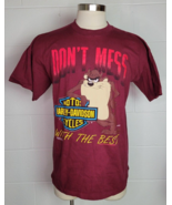 Vtg 1992 Harley Davidson Taz Don&#39;t Mess With the Best Tshirt Burgundy US... - £42.48 GBP