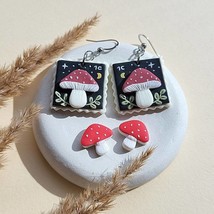 Mushroom Earrings • Cottagecore Earrings • Handmade Polymer Clay Jewelry • Fairy - £10.53 GBP+