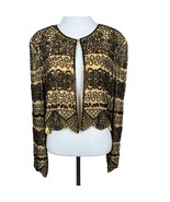 Adrianna Papell Evening Jacket Womens XL Black Gold Beaded 100% Silk Cro... - £43.89 GBP