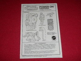 1987 Captain Power Assembly Instructions For POWER ON ENERGIZER Mattel V... - £7.70 GBP