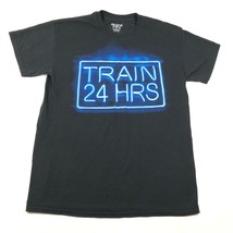 Train 24 Hrs 24 Hour Fitness Tee T Shirt Adult M Black Neon Sign Gym Workout - £3.94 GBP