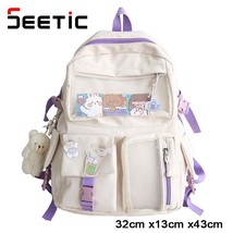 SEETIC Multi-Pocket Nylon Women Backpack kawaii backpack for school  girls backp - £34.09 GBP