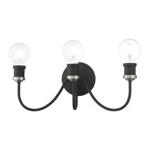 Livex Lighting 16573-04 Lansdale 3 Light Vanity Sconce, Black with Brushed Nicke - £104.06 GBP