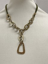 Lia Sophia Brass Tone Hammered Metal Lariat Vintage Necklace - $18.00