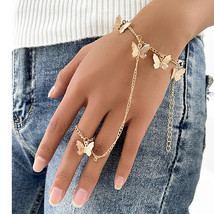 Aprilwell Aesthetic Bracelet With Finger Ring Gold Wrist Chain For Women Lady Tr - £9.59 GBP