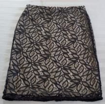 Ann Taylor Black &amp; Beige Lace Floral Pencil Skirt Size 4 Polyester - £12.37 GBP