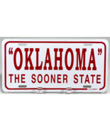 &quot;OKLAHOMA&quot; The Sooner State - Metal Vanity License Plate - White Red - 2003 - $368.91 MXN