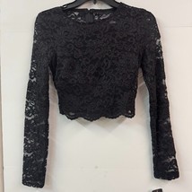 City Studio Juniors Womens 3 Black Lace Cropped Long Sleeve Top NWT BO74 - £22.65 GBP