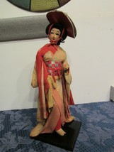 Vintage Asian Japanese 18&quot; Geisha Doll Kimono Robe Hat Figure  - £27.72 GBP