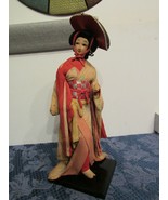 Vintage Asian Japanese 18&quot; Geisha Doll Kimono Robe Hat Figure  - $34.68