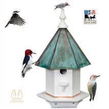 Woodpecker Birdhouse - Poly Azek Vinyl &amp; Patina Copper Roof Bird House Amish Usa - £149.38 GBP