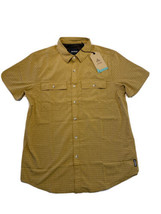 prana Garvan Short Sleeve Button Up Shirt Tan Vented Breathable Hiking S... - $43.54