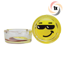 1x Ashtray Assorted Emoji Faces Design Glass Ashtrays | + 2 Free Tubes - £10.50 GBP