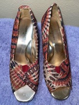 Faded Glory Peep Toe Womens Cork Wedge Multicolor Wearable Art Shoes Siz... - £21.65 GBP