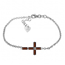 Galaxy Gold GG Garnet Cross Bracelet in 14k White Gold - £346.11 GBP