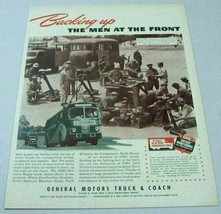 1942 Print Ad GMC Army Trucks &amp; Buses World War II Backing Up the Men at... - $11.75