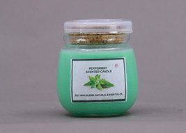 Green Peppermint Scented 100% Soy Wax Candle 7oz Jar - £9.43 GBP