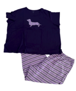 Dreams &amp; Co Plus Sz 38 40 Purple Dachshund Dog 2 Pc Knit PJ Lounge Set s... - $40.98 CAD