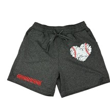 Baseball-Themed Boys Athletic Shorts With Heart &amp; Stitching Design Size ... - $19.32