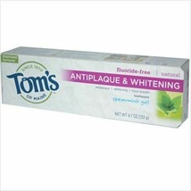 NEW Tom&#39;s of Maine Antiplaque Plus Whitening Gel Spearmint Toothpaste 4.7 oz - £10.58 GBP