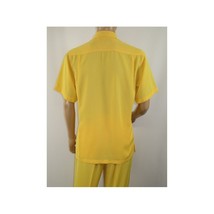 Mens INSERCH 2pc Walking Leisure Suit Shirt Pants Set Short Sleeves 9356 Banana image 4