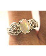 1 Carat Natural Opal .925 Sterling Silver Ring Cubic Zirconia  Sz 8.25 - £57.68 GBP