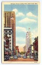 Postcard Michigan Avenue Looking West Battle Creek Michigan MI Vertical View - £3.54 GBP