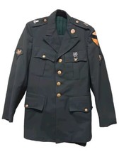 US Army 1st Cavalry Green Dress Jacket Pants Sterling Silver Military Cross 38R - £95.36 GBP