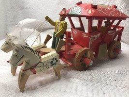 Vintage Wooden Hand Painted Toy Horse and Wagon. 8in long - £19.61 GBP