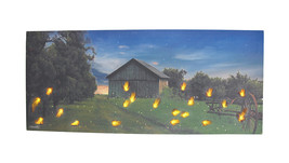 Scratch &amp; Dent Country Farm at Dusk Flickering LED Lightning Bugs Wall Art - £25.01 GBP