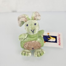 Manhattan Toy Stuffed Plush Green Tan Velvet Beanbag Bunny Rabbit Mini Tiny 4&quot; - £98.91 GBP