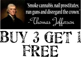 Thomas Jefferson Bumper Sticker Founding Father 2nd Amendment Guns 8.6&quot; ... - £3.18 GBP