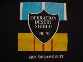 Vintage Operation Desert Shield 90-91 Military  Black Cotton T Shirt Size M - $15.83