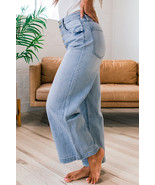 Beau Blue Multi Buttons Pinstripe Wide Leg Jeans - $738.38 MXN