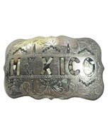 Vintage Mexico Male Belt Buckle Alpaca Silver Inlay Abalone MOP Black En... - $48.88 CAD