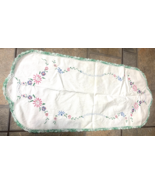 Vintage 36&quot; L White Antique Peony Flowers On Cotton 16&quot; W Table Runner - €10,20 EUR