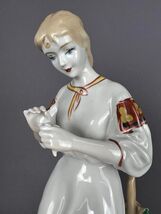 1970 Polonne Huge Vintage Soviet Porcelain Statue Figure Girl Ukraine 11... - $120.00