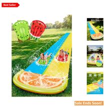Double Lane Water Slide for Kids and Adults with Sprinklers Large Orange - $81.13