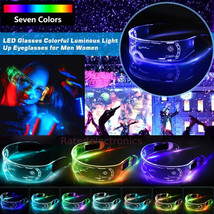 Fun LED Glasses 7 Color Light Up Flashing Clear Lenses Visor Goggles Rav... - £11.18 GBP