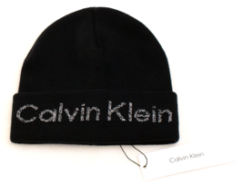 Calvin Klein Signature Black Knit Cuff Beanie Men&#39;s One Size NWT - £46.65 GBP