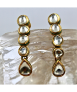 Exclusive Real Diamond 22K Gold Jadau Kundan Meena Vintage Indian Dangle... - $126,395.63 MXN