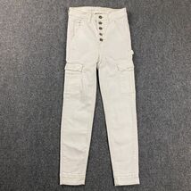 American Eagle Pants Womens 00 X Short White Cargo Button Super Hi Rise ... - $309.63 MXN