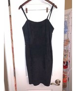 Black 90s mini dress Hugo Buscati silky pig suede - £23.53 GBP