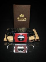 Brizard and Co Black Python Pattern and Red Leather cigar V cutter image 5