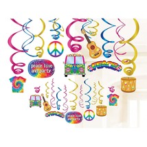 Tie Dye Swirl Decorations,80&#39;S Party Hanging Whirl Streamers,Peace and Love Part - £12.04 GBP