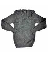 VTG RETRO Dilpasand Wool Sweater Grey V Neck  w/ Epaulettes & Pockets Mens L - $87.32