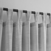 Voilybird Grey Linen Semi Sheer Curtains Tab Top Light, Set Of 2 Panels - £33.96 GBP