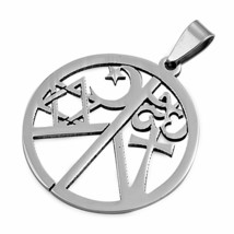 Coexist Necklace Stainless Steel Peace of Religions Pendant Womens Mens Jewelry - £15.84 GBP