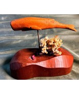 Old Vintage American Art Wood Carving Carved Wooden Sperm Whale Coral Sc... - $853.92 MXN